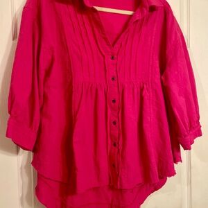 Like New Hot Pink High-Low Blouse